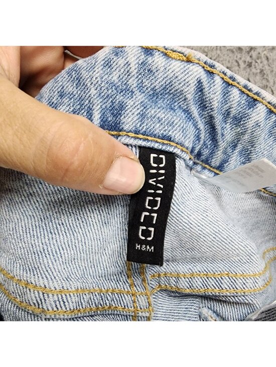 H&M Jeans Womens 8 Divided Blue Stretch Denim Button Fly Straight - Picture 9 of 13